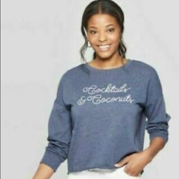 Zoe + Liv COCKTAILS & COCONUTS Sweatshirt S NWT - Picture 3 of 16